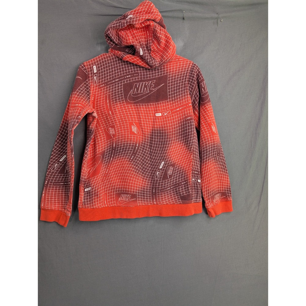 Nike Mens Club Fleece Hoodie Red Grid Logo DX5105-633 Size L